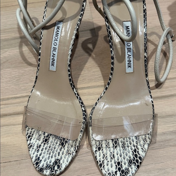 Manolo Blahnik Snakeskin and PVC sandals - Picture 2 of 3